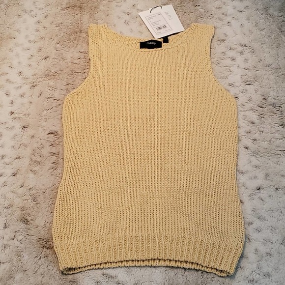 Theory Merletto Fitted Sleeveless Knit Shell Tanktop Pumpkin Seed New With Tags - Picture 2 of 4